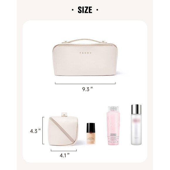 Women White Large Capacity Cosmetic Travel Makeup Waterproof Portable Pouch Bag - Picture 6 of 9